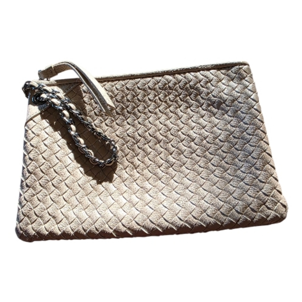Elegant Woven Clutch in Cream